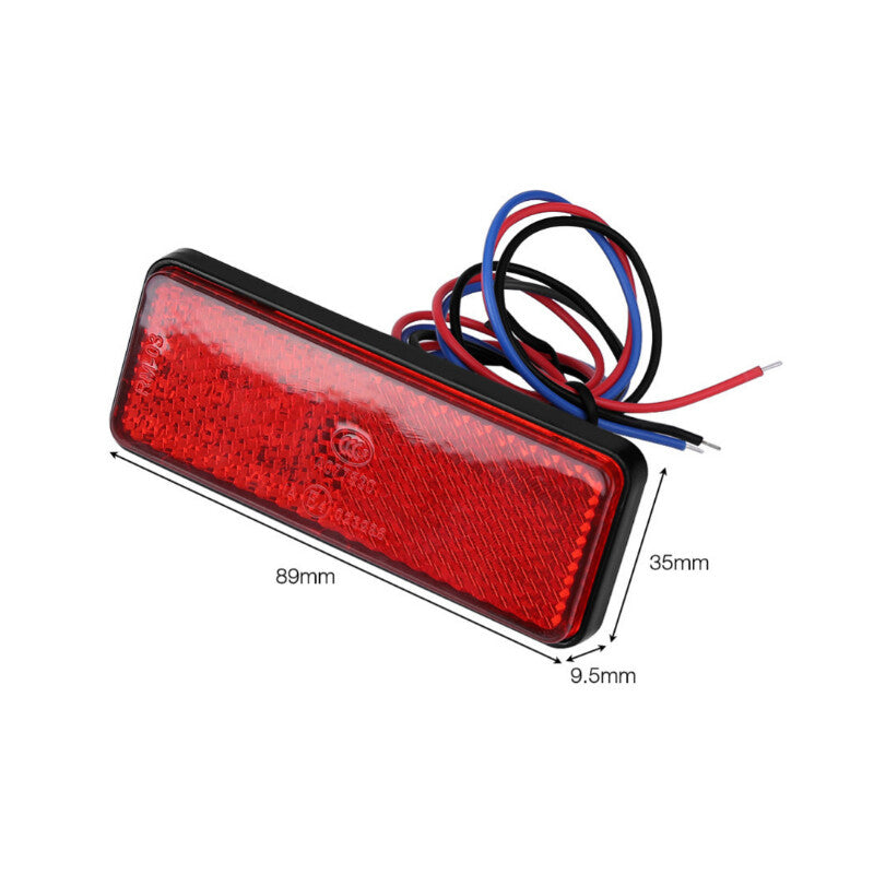 Universal red rectangular truck/motorcycle RV LED reflector tail brake stop light - n