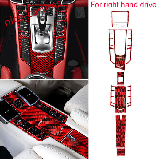12¡ÁRHD Red Carbon Central Control Gear Shift Trim for Porsche for Panamera 2010-2016