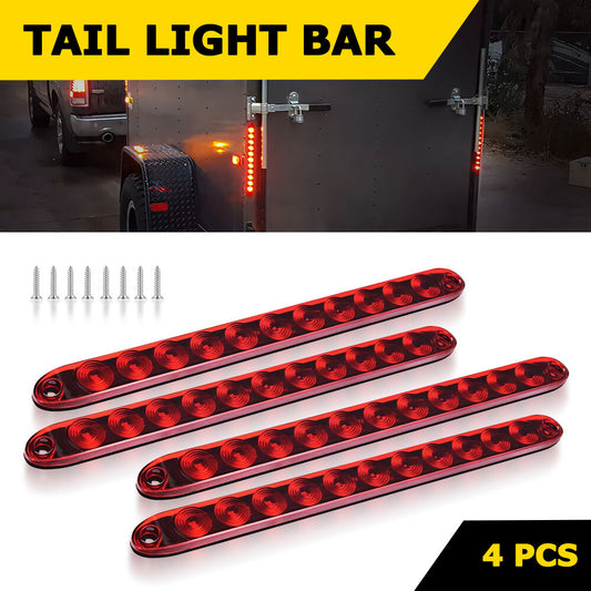 4x 15 Red LED Light Bars Clearance Stop Side Marker Tail Rear Brake Light Bar B- v