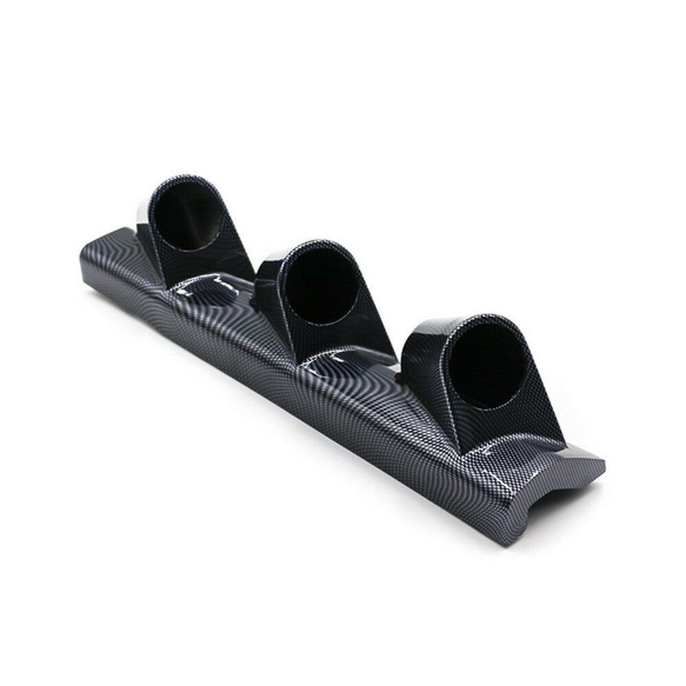 Universal Pillar Dash Panel Trim Mount Carbon Fiber Look 3-Hole Gauge Pod Holder