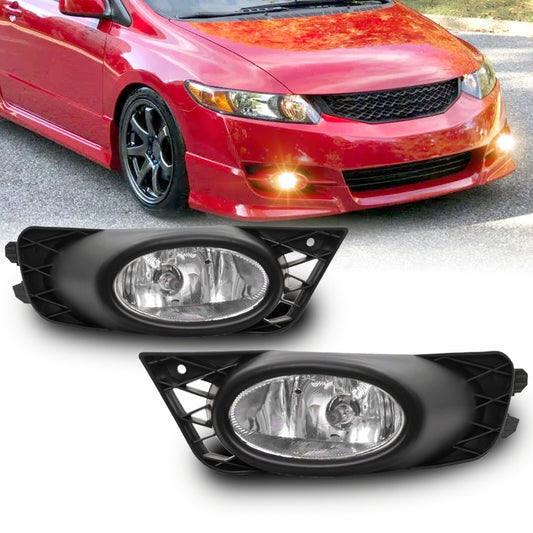 Fits 2009 - 2011 for Honda for Civic Sedan Lenses 1 Pair Front Bumper Fog Lights - v