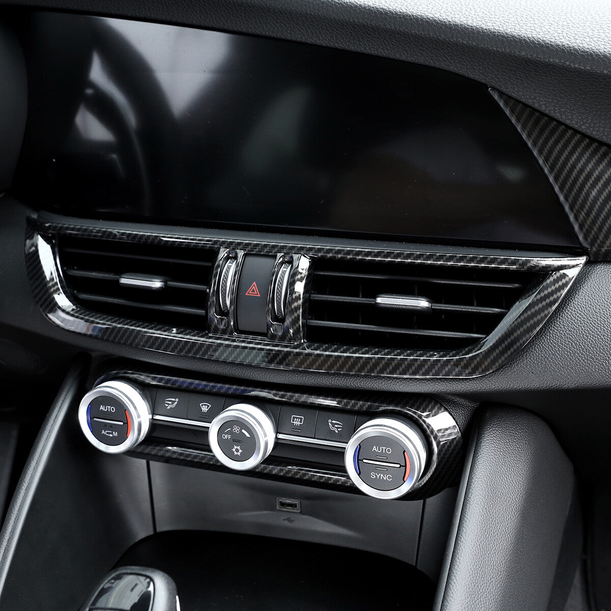 Carbon fiber center vent socket cover trim for Alfa Romeo Giulia 2017-2019- n