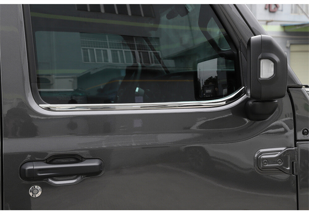 for Jeep for Wrangler JL JT 2Door 2018+ Steel Chrome Door Window Bottom Strips Cover