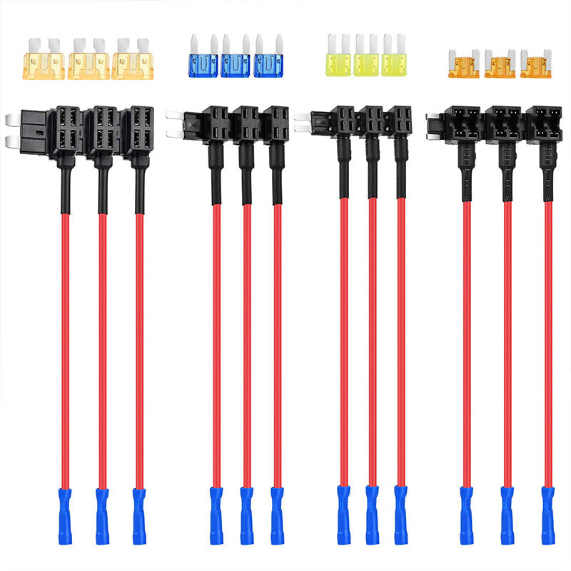 12pc Car Add-a-Circuit Fuse Tap Standard for Mini Micro2 Low Profile Fuse Taps 4Type