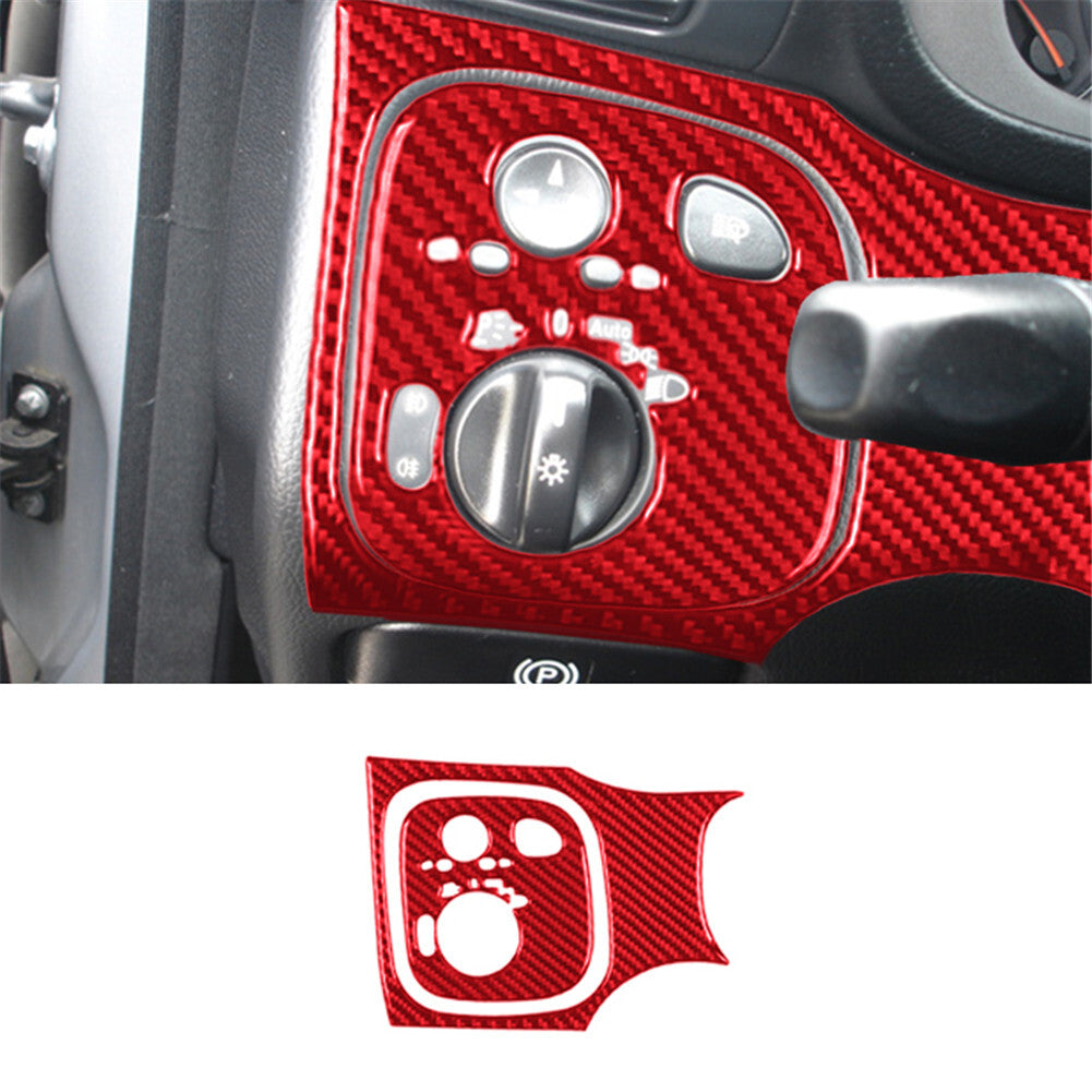 Red carbon fiber interior headlight switch trim for Benz C-Class 2005-2007