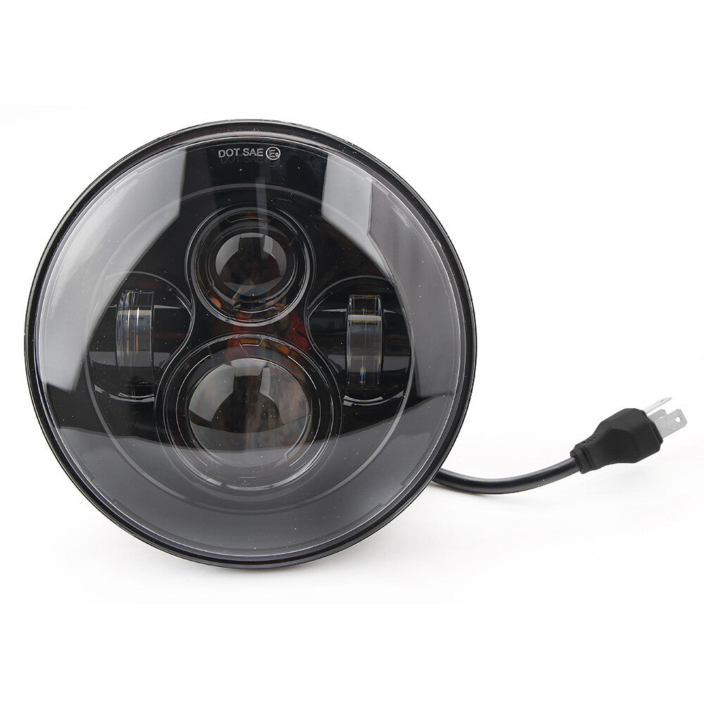 Headlight 7 Motorcycle Motorbike Front Light Headlamp Hi/Lo Universal LED Black