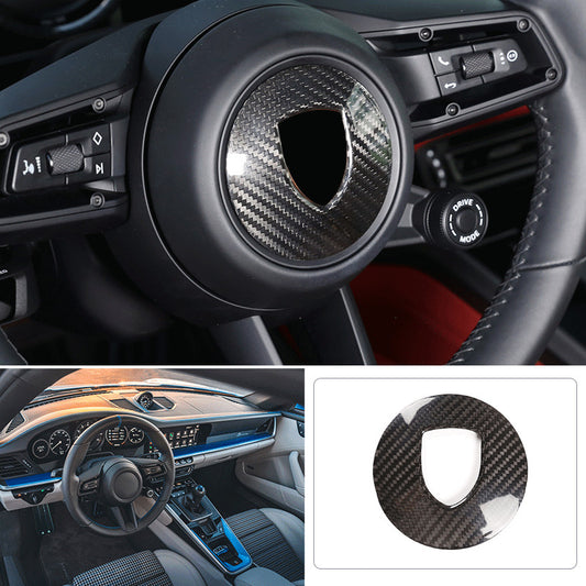 Carbon Fiber Steering Wheel Horn Ring Cover 1P For 911 992 2020-2024 n