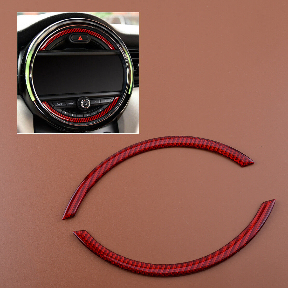 Carbon fiber console navigation panel protector for Mini Cooper F55 F56 v