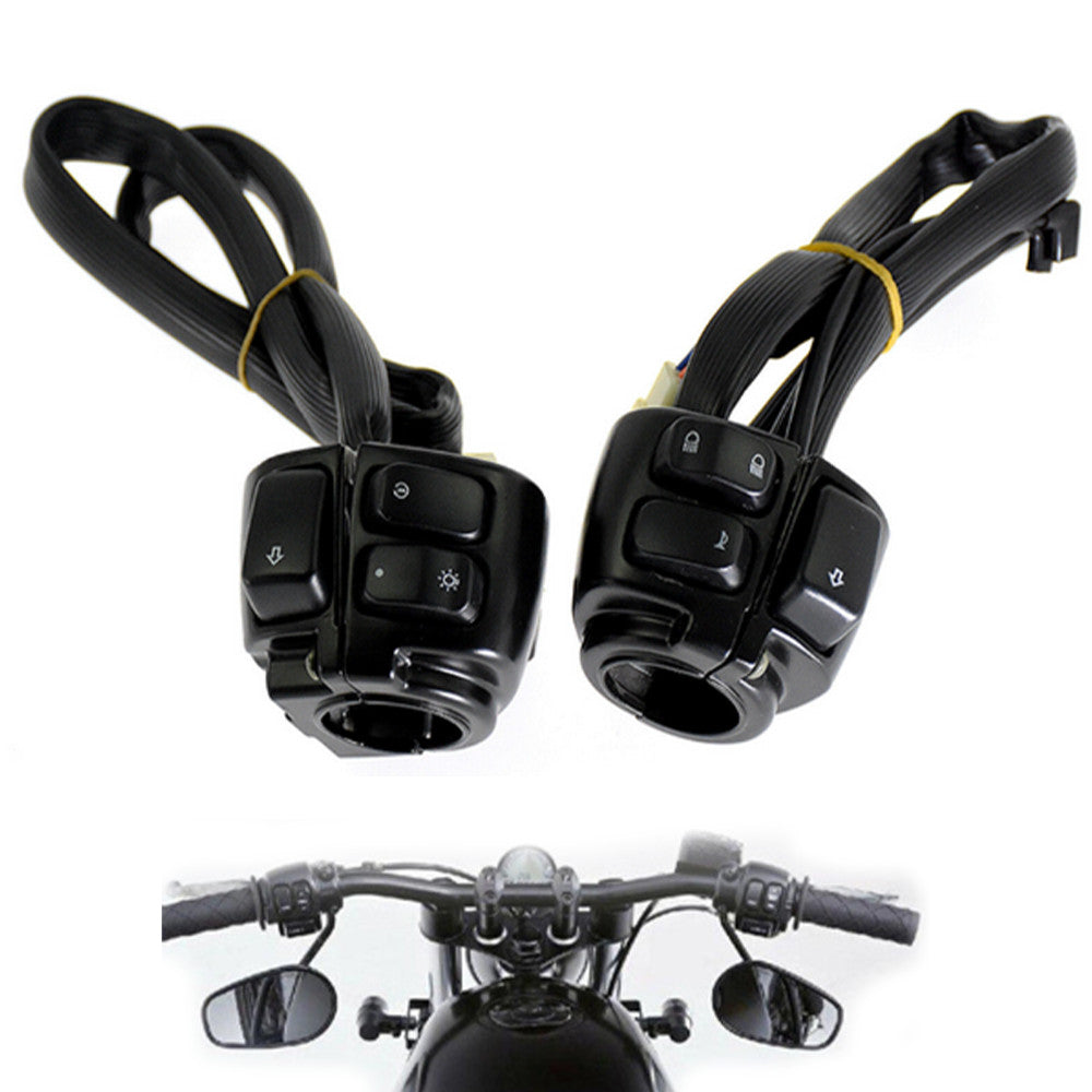 Motorcycle 1 25mm Handlebar Control Switch with Wiring for Harley Black n