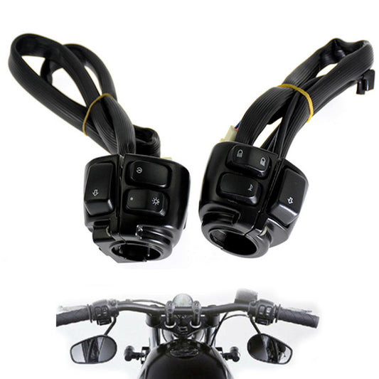 Motorcycle 1 25mm Handlebar Control Switch with Wiring for Harley Black n