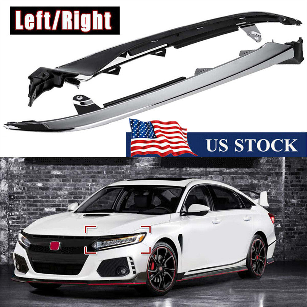 1Pair Car Front Bumper Trim Molding Headlight Grille for Honda for Accord 2018-2020