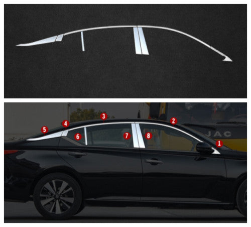 16x for Nissan Teana Altima 2019-2024 Chrome Steel Window Frame Sill Trim Cover