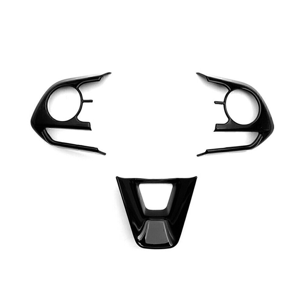 3pcs Fit 2019-2024 for Toyota for Corolla Steering Wheel Button Cover Trim Glossy Black