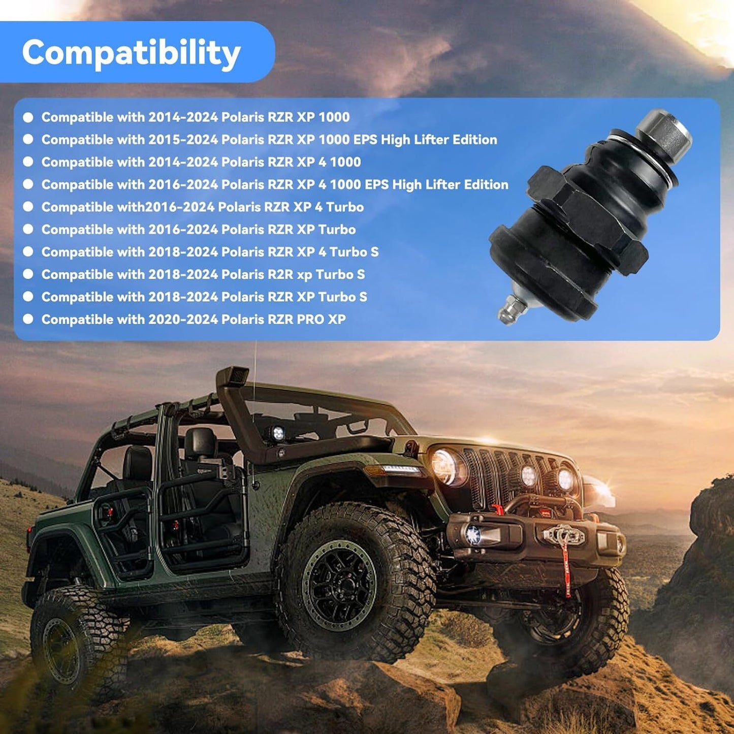 4PCS Front Left & Right Ball Joint Assembly KRZRBJ10 for 14-2023 for Polaris RZR XP