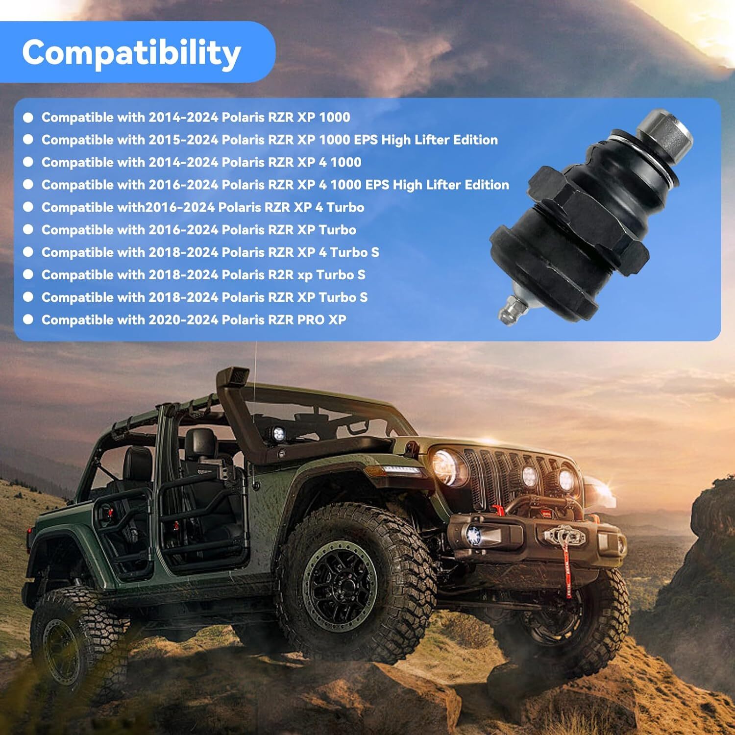4PCS Front Left & Right Ball Joint Assembly KRZRBJ10 for 14-2023 for Polaris RZR XP
