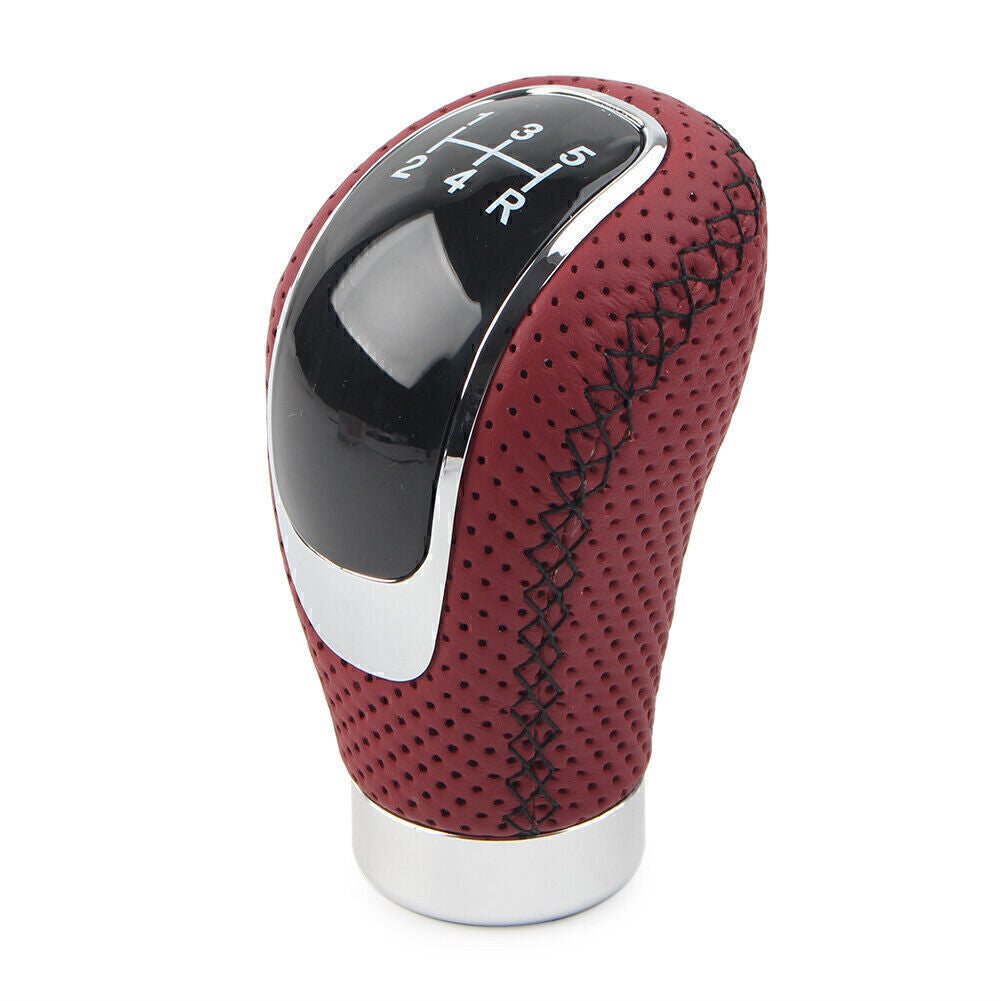 5 Speed Universal Leather Car Manual Gear Stick Shift Lever Head Red Q