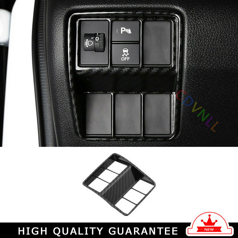 Headlight Button Frame Cover Trim 1PCS for Honda CRV CR-V 2017-2022 Carbon Fiber