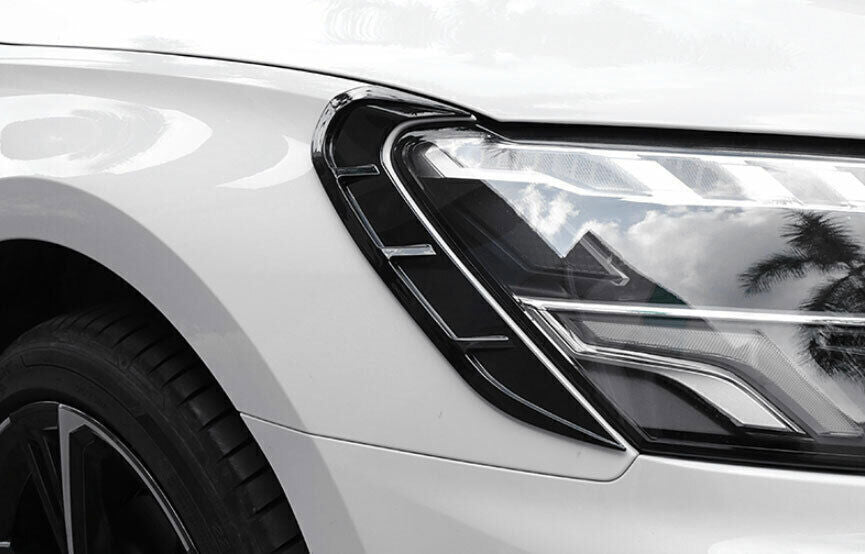 for Audi A3 2022-24 ABS Gloss Black Front Rear Headlight Lamp Eyebrow Cover Trim