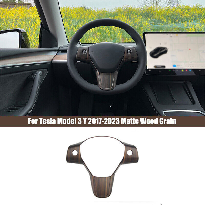 for Tesla Model 3/Y 2017-2023 Matte Wood Grain Steering Wheel Switch Cover Trim