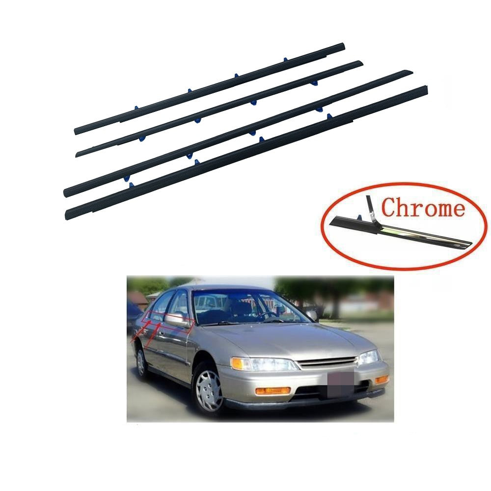 4PCS Window Weatherstrip Molding Trim for Accord Sedan 1994-1997 72410-SV4-A12