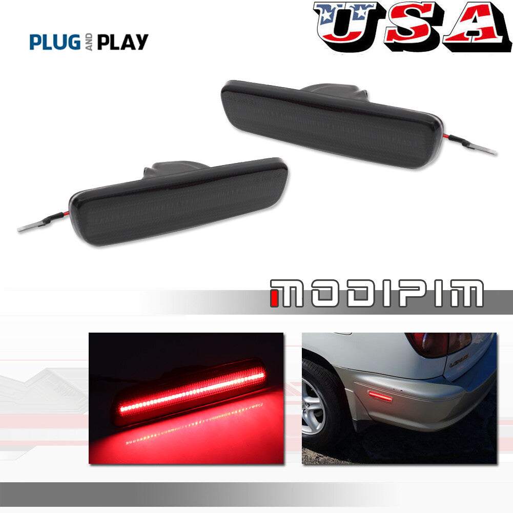 Two-pack of 1999-2003 for Lexus RX300 smoked lenses with red LED side marker lights.