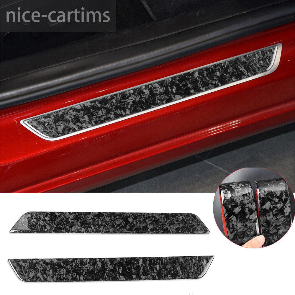 Forged Carbon Fiber Front Door Sill Scuff Guard Trim for Tesla Model 3 / Y 2017+