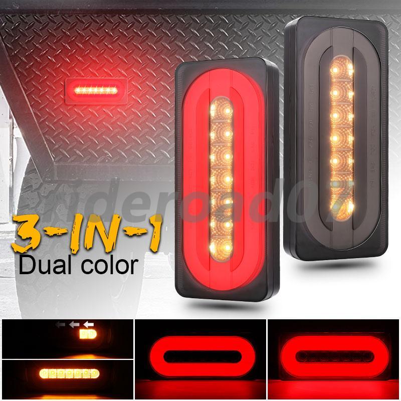 2X Rectangle LED Truck Trailer Strip 3rd Brake Lights Rear Turn Tail Light Bar