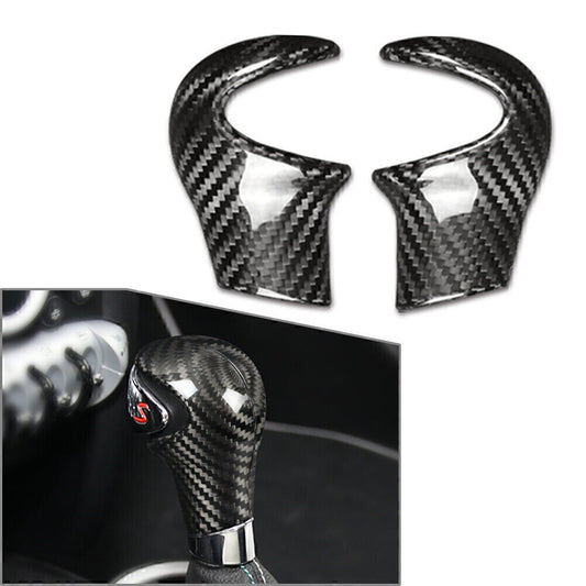 Black Carbon Fiber Gear Shift Knob Cover Trim Fit for Mini Cooper R55 R56 R60