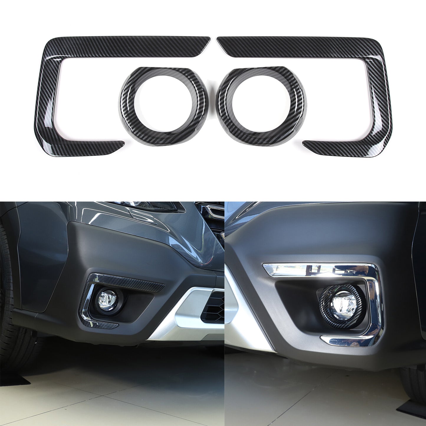 4-Piece Pack for Subaru Outback 2020-2024 Carbon ABS Car Front Fog Light Covers
