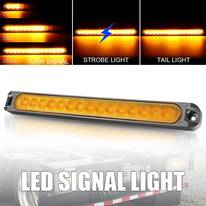 10 Amber Truck Trailer Light Bar LED Stop Turn Tail Brake Light Strip Flowing