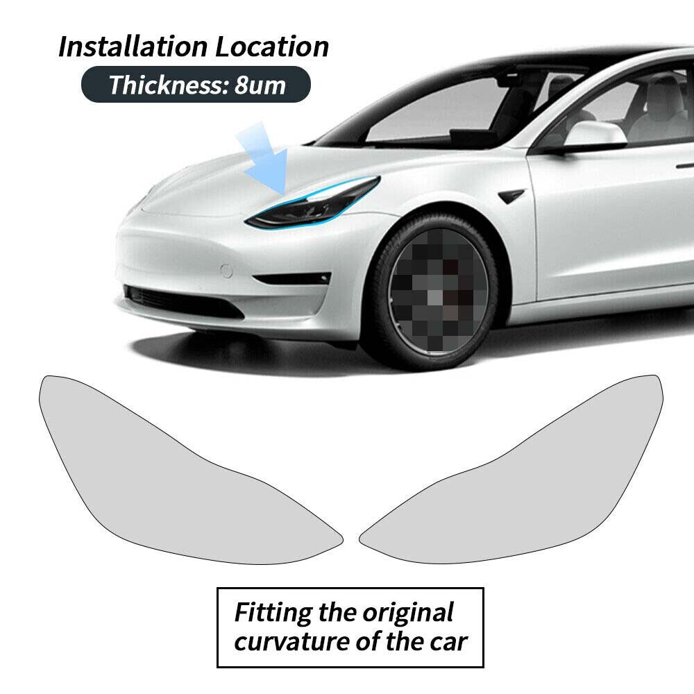 Headlights Smoke Finish Protection Film Headlights Overlays for Tesla Model 3/Y