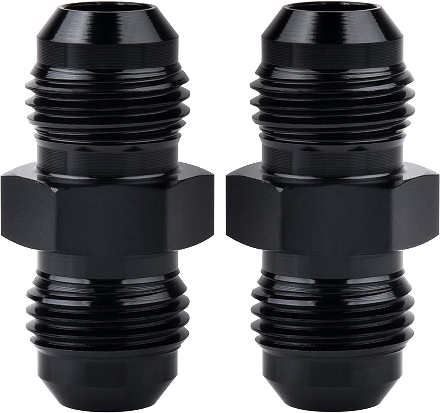 6/8/10AN Male Flash Coupler Combined Straight Fuel Hose Adapter Accessory Black 2-Piece Set