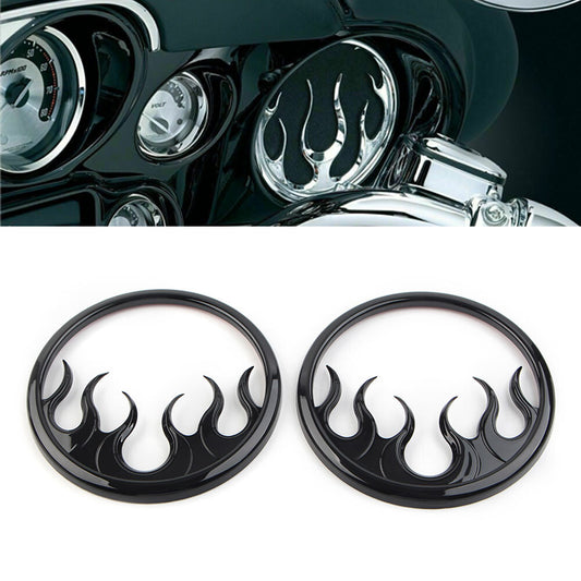 Black Front Speaker Grill Accent Trim Cover for Harley Electra Glide 2014-2022 Q