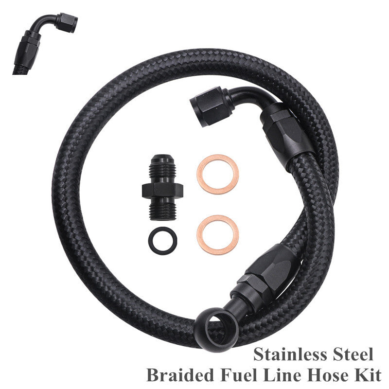 Car Auto Braided Fuel Line Hose Tube Adapter Fitting Nylon Stainless Steel Part v