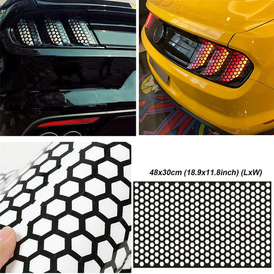 Black Car Rear Tail Light Cover Honeycomb Sticker Tail-lamp Decal Accessories