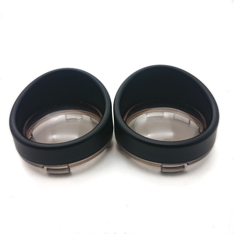Black Visor-Style Turn Signal Bezels With Smoke Lens for Harley Sportster Q