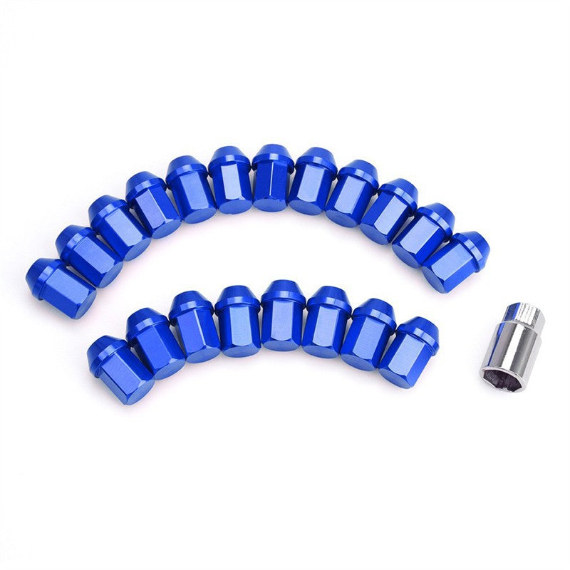 M12x1.25 16Pcs 35mm Close End Lug Nut + 4Pc Anti Theft Wheel Lock Nut Alumi Blue Q