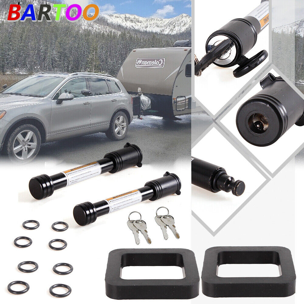 5/8 Trailer Hitch Black Locking Pin Anti-Rattle 2 Receiver  2 Silencer Pad Q
