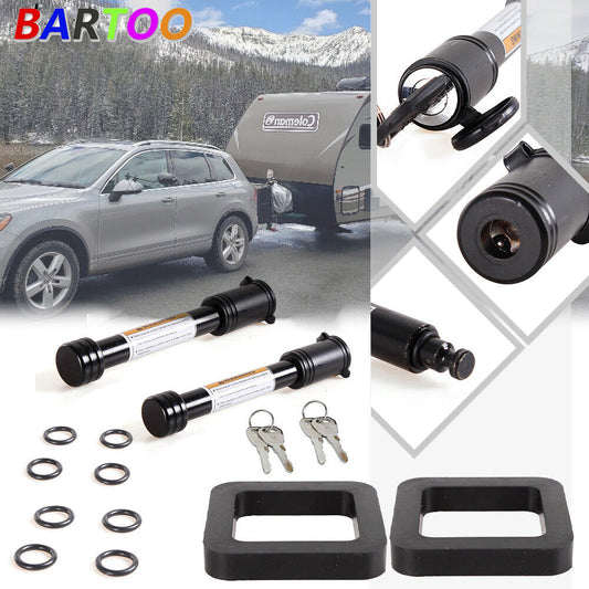 5/8 Trailer Hitch Black Locking Pin Anti-Rattle 2 Receiver  2 Silencer Pad Q