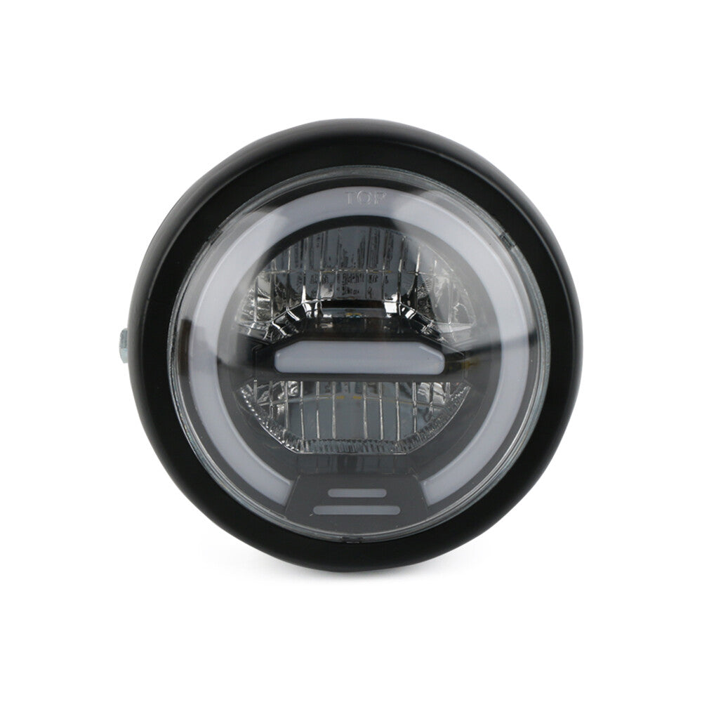 6.5-inch motorcycle headlight with amber high and low beam turn signals for Cafe Racer bikes