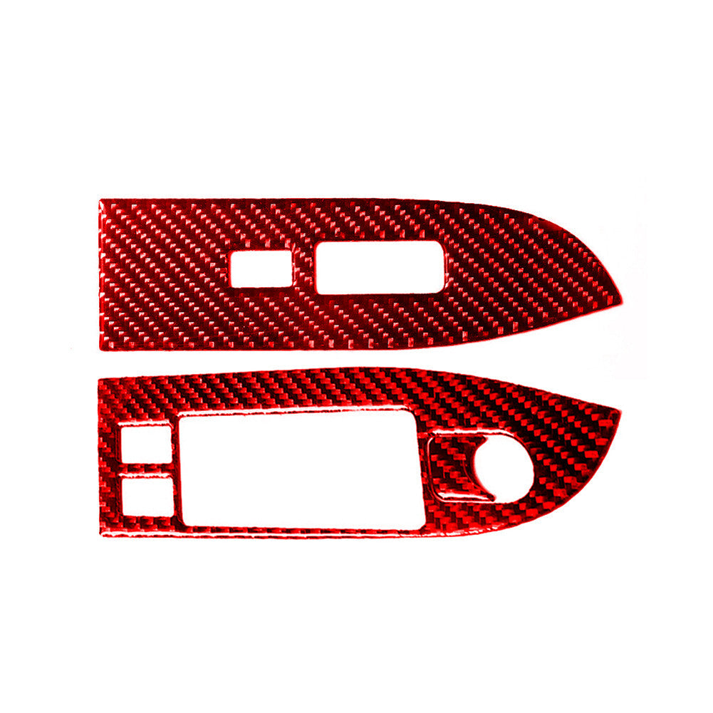 2x Carbon Fiber Front Window Switch Panel Cover Trim for Suzuki Grand Vitara Red