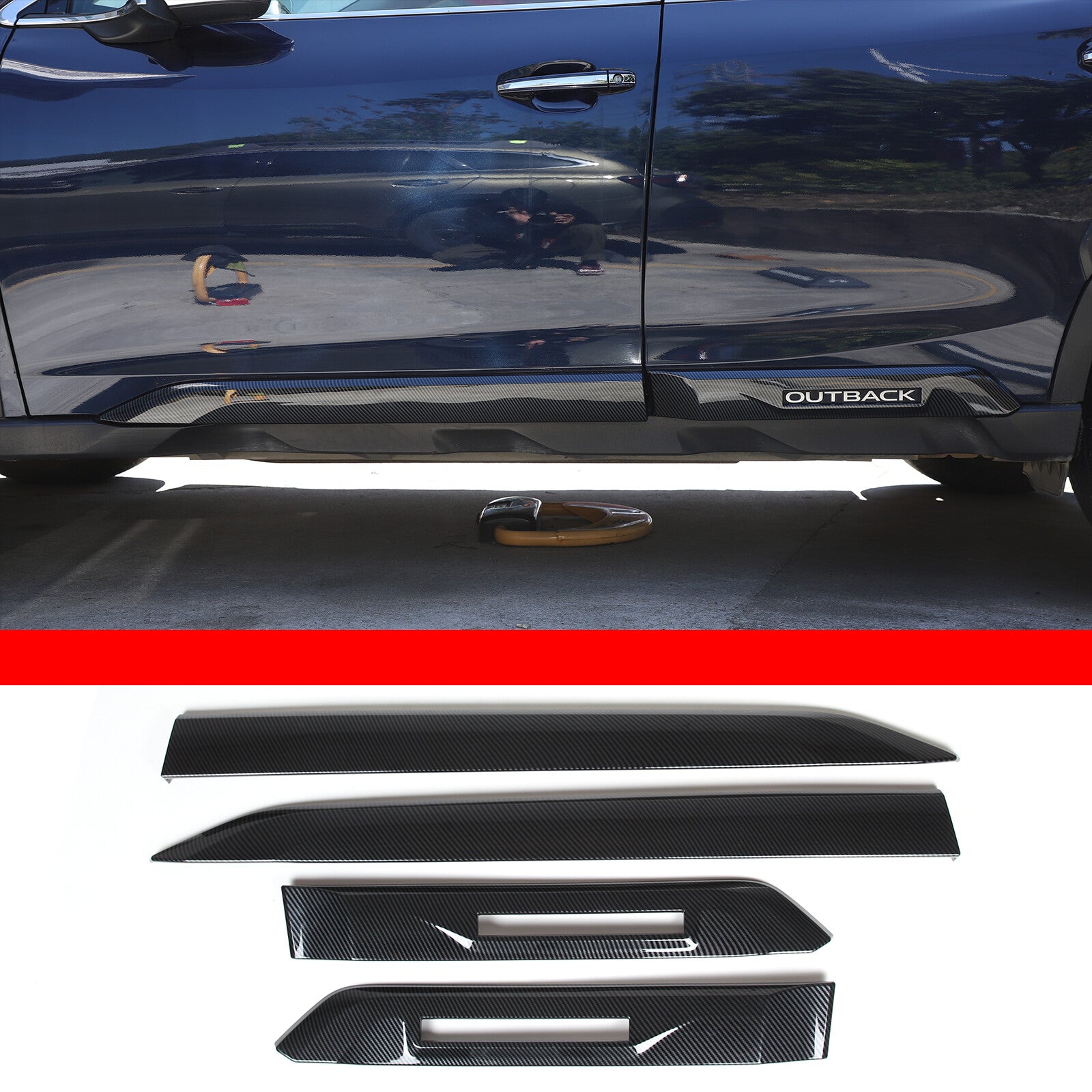 Carbon fiber ABS body side door molded cover trim for Subaru Outback 2022-2023- n