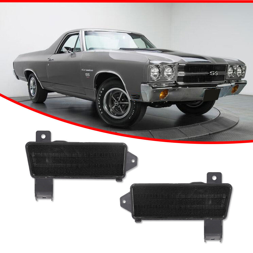 Pair of smoke side marker light assemblies, fender side lights for 1970 for - v