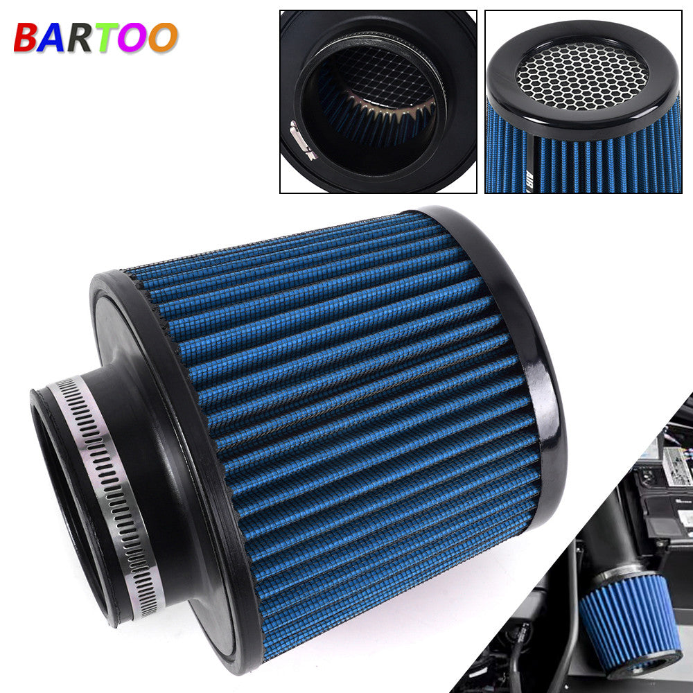 3 inch 76mm High Flow Inlet Cold Air Intake Cone Replacement Dry Air Filter Blue Q