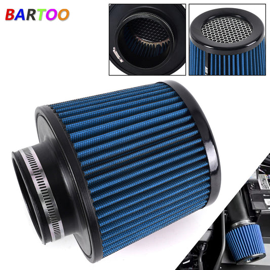 3 inch 76mm High Flow Inlet Cold Air Intake Cone Replacement Dry Air Filter Blue Q