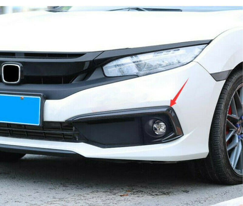 Carbon Fiber Exterior Front Fog Light Strip Trim Cover for Honda for Civic 2019-2021