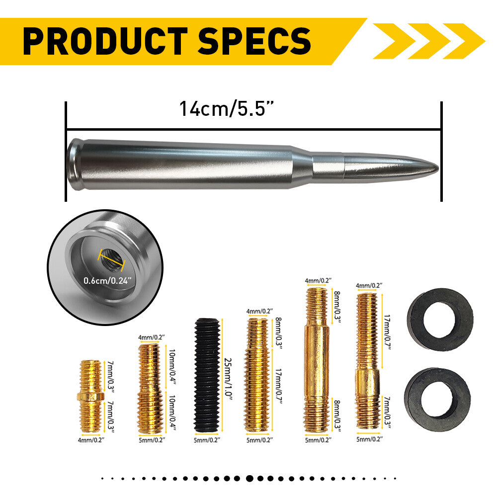 BULLET ANTENNA 50 CAL CALIBER for TRUCK for DODGE for RAM 1500 for FORD F150 BRONCO