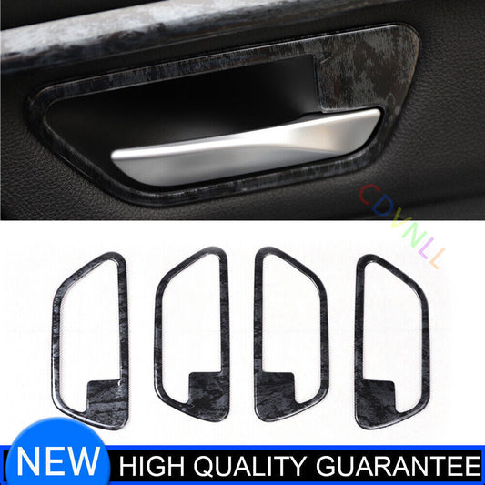 for BMW 3 Series 2014-18 Black Wood Grain Inner Door Handle Frame Cover Trim 4P