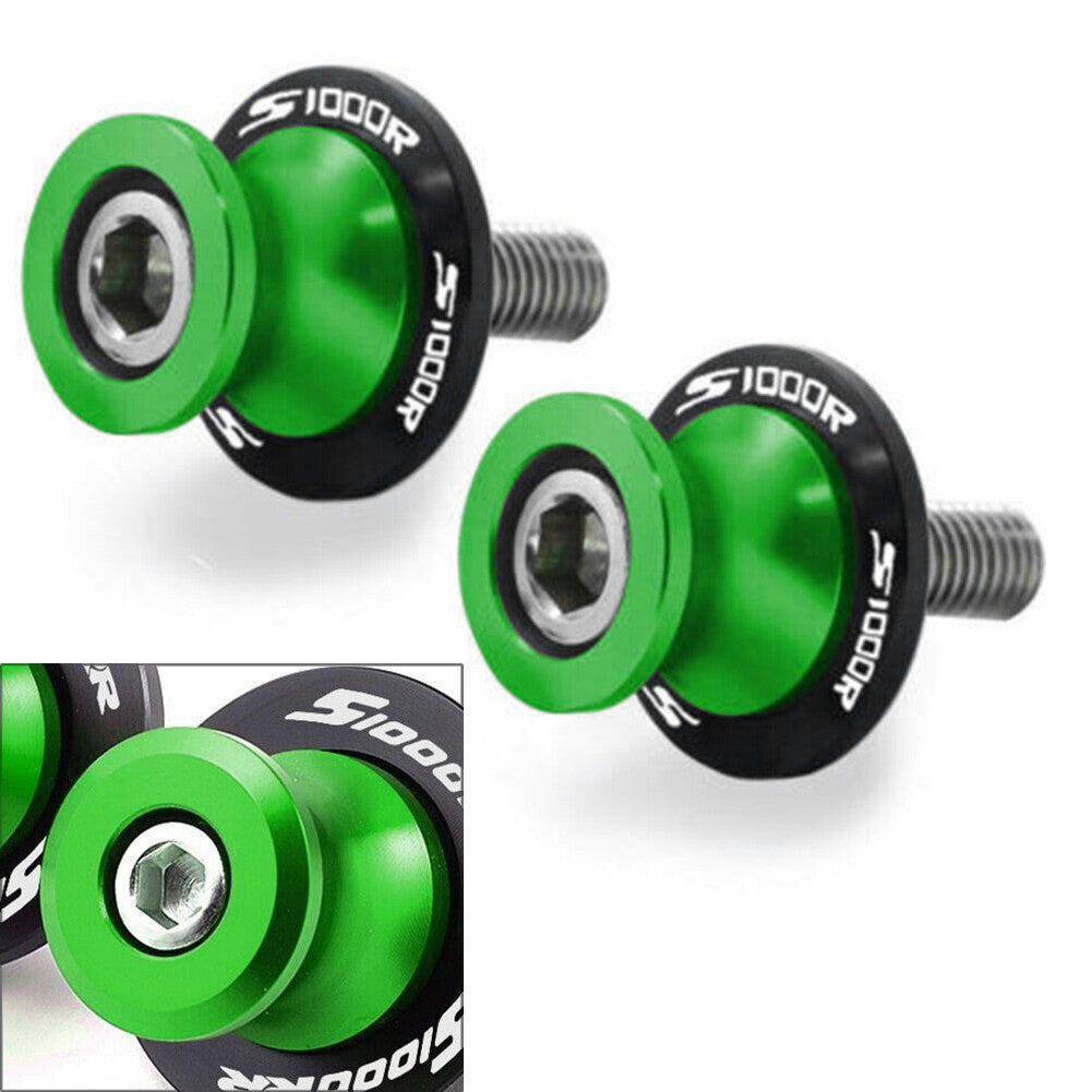 Fit for BMW S1000R S1000RR 2014-18 Green Swingarm Spools Coil Slider Stand Screws M8