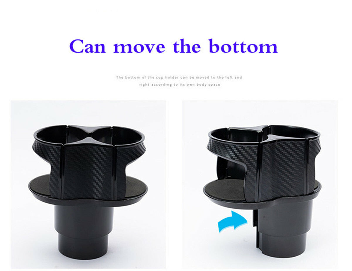 Car Cup Holder Center Console Dual Water Bottle Drink Holder Carbon Fiber Look Q